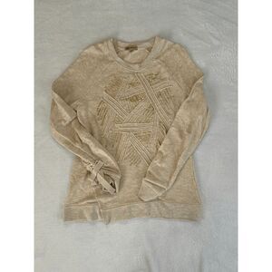Democracy Sequined Sweater Size Small, Cream Colored, Long, Bows, Romantic